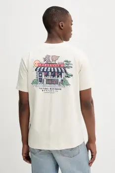 Kaotiko tricou din bumbac culoarea bej, cu imprimeu, AQ038-01S-G002 imagine