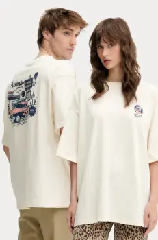 Kaotiko tricou din bumbac culoarea bej, cu imprimeu, AQ039-01S-G002 imagine