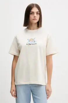 Kaotiko tricou din bumbac culoarea bej, cu imprimeu, AR013-01S-G002 imagine