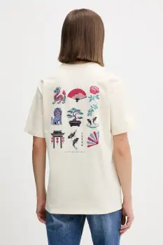 Kaotiko tricou din bumbac culoarea bej, cu imprimeu, AR080-01-G002 imagine