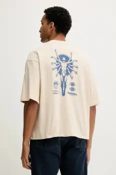 Kaotiko tricou din bumbac culoarea bej, cu imprimeu, AR084-01-G002 imagine