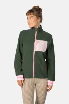 Kari Traa hanorac fleece ROTHE culoarea verde, uni, 623487 imagine