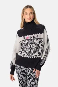 Kari Traa pulover din amestec de lana SAGA culoarea negru, cu guler, 623841 imagine