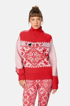 Kari Traa pulover din amestec de lana SAGA culoarea roz, cu guler, 623841 imagine