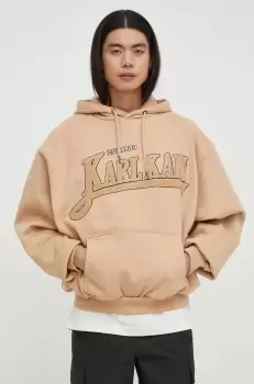 Karl Kani bluza barbati, culoarea bej, cu gluga, cu imprimeu imagine