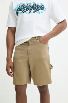 Karl Kani pantaloni scurti jeans barbati, culoarea verde, 60100010 imagine
