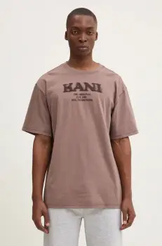 Karl Kani tricou din bumbac barbati, culoarea maro, cu imprimeu, 60300094 imagine