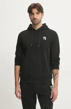 Karl Lagerfeld bluza barbati, culoarea negru, cu gluga, cu imprimeu, 500900.705711 imagine