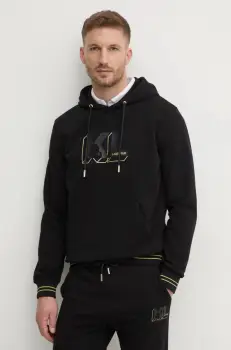 Karl Lagerfeld bluza barbati, culoarea negru, cu gluga, cu imprimeu, 705469.551900 imagine