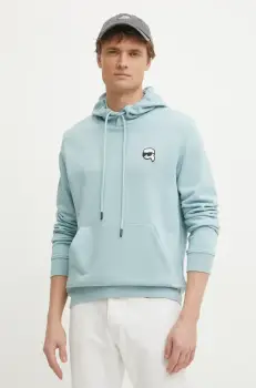 Karl Lagerfeld bluza barbati, culoarea turcoaz, cu gluga, cu imprimeu, 551900.705711 imagine