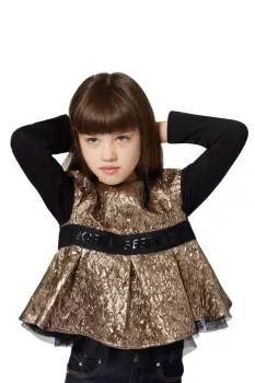 Karl Lagerfeld bluza copii culoarea auriu, uni, Z30588 imagine