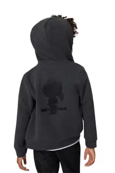 Karl Lagerfeld bluza copii culoarea gri, cu gluga, cu imprimeu, Z30645 imagine