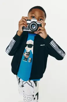 Karl Lagerfeld bluza copii culoarea negru, cu imprimeu, Z30434 imagine