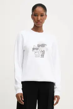 Karl Lagerfeld bluza culoarea alb, cu imprimeu, A3W20069 imagine