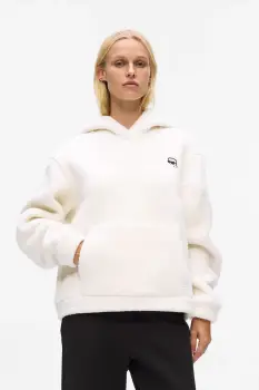 Karl Lagerfeld bluza culoarea bej, cu gluga, uni, A4W20047 imagine