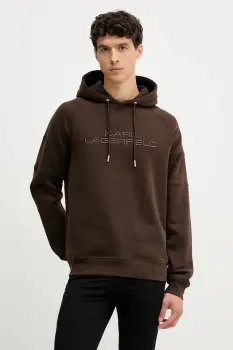 Karl Lagerfeld bluza culoarea maro, cu gluga, cu imprimeu, 554908.705012 imagine