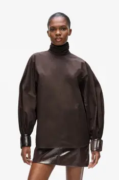 Karl Lagerfeld bluza culoarea maro, uni, A4W11013 imagine