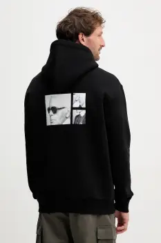 Karl Lagerfeld bluza culoarea negru, cu gluga, cu imprimeu, 554909.705116 imagine