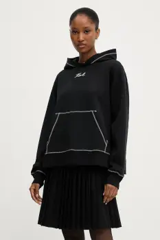 Karl Lagerfeld bluza culoarea negru, cu gluga, cu imprimeu, A3W20011 imagine