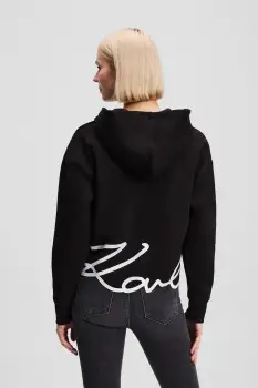 Karl Lagerfeld bluza culoarea negru, cu gluga, cu imprimeu, A3W20067 imagine