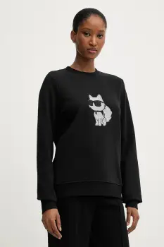 Karl Lagerfeld bluza culoarea negru, cu imprimeu, A3W20066 imagine