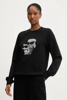 Karl Lagerfeld bluza culoarea negru, cu imprimeu, A3W20069 imagine