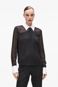 Karl Lagerfeld bluza culoarea negru, uni, A4W11008 imagine