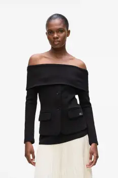 Karl Lagerfeld bluza culoarea negru, uni, A4W20042 imagine