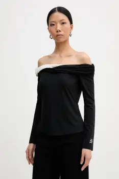 Karl Lagerfeld bluza culoarea negru, uni, B1W17009 imagine