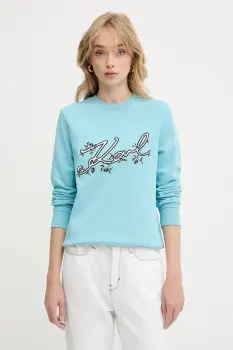 Karl Lagerfeld bluza culoarea turcoaz, cu imprimeu, A3W20010 imagine