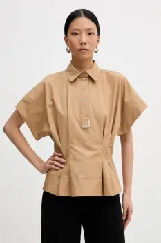 Karl Lagerfeld bluza din bumbac culoarea bej, uni, B1W11006 imagine