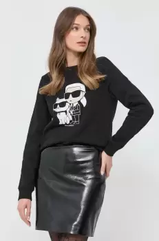 Karl Lagerfeld bluza femei, culoarea negru, cu imprimeu imagine