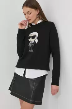 Karl Lagerfeld bluza femei, culoarea negru, cu imprimeu imagine