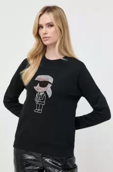 Karl Lagerfeld bluza femei, culoarea negru, cu imprimeu imagine