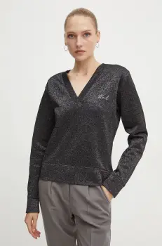 Karl Lagerfeld bluza femei, culoarea negru, modelator, 246W1805 imagine