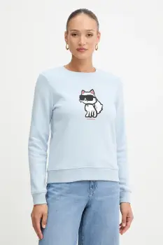 Karl Lagerfeld bluza IKON culoarea bej, cu imprimeu, A4W20043 imagine