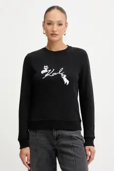 Karl Lagerfeld bluza IKON SIGNATURE culoarea negru, cu imprimeu, B1W20031 imagine