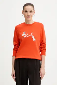 Karl Lagerfeld bluza IKON SIGNATURE culoarea portocaliu, cu imprimeu, B1W20031 imagine