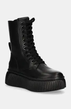 Karl Lagerfeld botine KREEPER LO femei, culoarea negru, cu platforma, KL42364 imagine