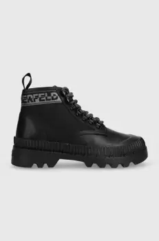 Karl Lagerfeld botine TREKKA II femei, culoarea negru, cu toc plat, KL42533 imagine