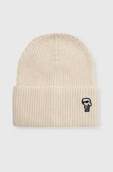 Karl Lagerfeld caciula din amestec de lana culoarea bej, din tricot gros imagine