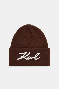 Karl Lagerfeld caciula din amestec de lana K/SIGNATURE culoarea maro, B1W33016 imagine