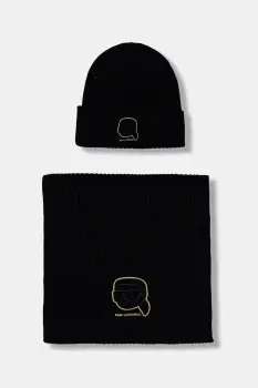 Karl Lagerfeld caciula si fular culoarea negru, 561309.805700 imagine