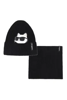 Karl Lagerfeld caciula si fular pentru copii culoarea negru Z31010 imagine