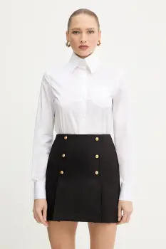 Karl Lagerfeld camasa din amestec de bumbac bluza alba standard pentru femei cu guler clasic A4W11038 imagine