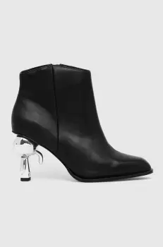 Karl Lagerfeld cizme de piele IKON HEEL femei, culoarea negru, cu toc drept, KL39035 imagine