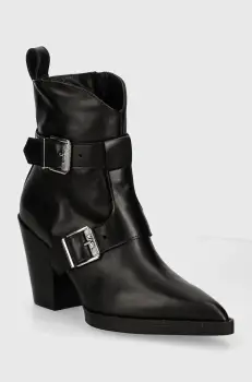 Karl Lagerfeld cizme de piele KOWBOY femei, culoarea negru, cu toc drept, KL31254 imagine