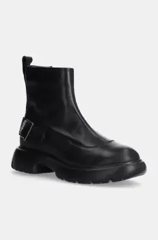 Karl Lagerfeld cizme de piele PHOENIX femei, culoarea negru, cu toc plat, KL42165 imagine