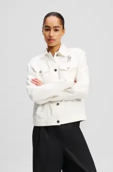 Karl Lagerfeld geaca de blugi din bumbac culoarea alb, de tranzitie, A2W14028 imagine