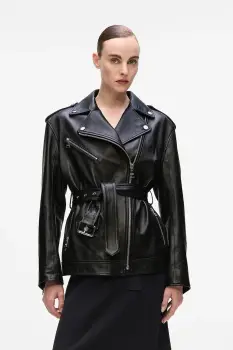 Karl Lagerfeld geaca de piele culoarea negru, de tranzitie, A4W14061 imagine